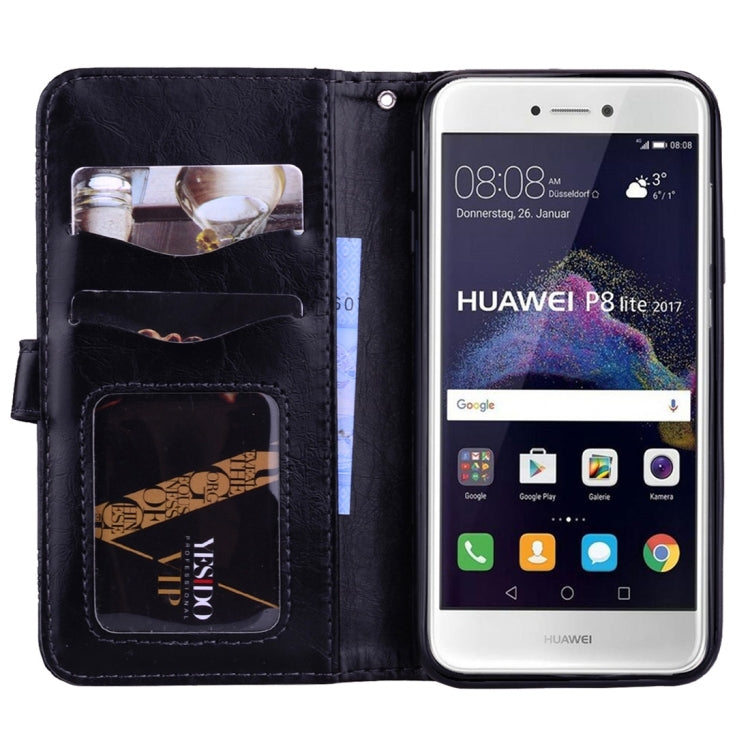 For Huawei P8 Lite (2017) Vintage Oil Wax Texture Embossed Horizontal Flip Leather Case with Holder & Card Slots & Wallet & Photo Frame & Lanyard