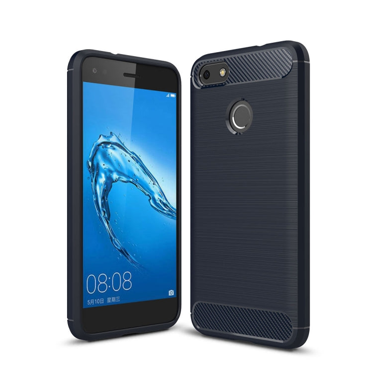 For Huawei  Enjoy 7 Brushed Texture Carbon Fiber TPU Shockproof Protective Back Cover Case