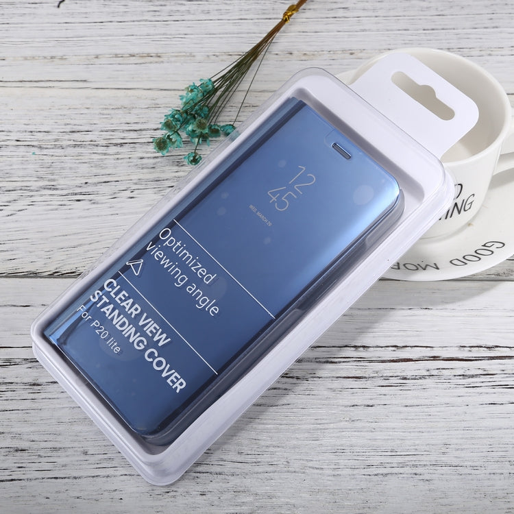 For Huawei P20 Lite Electroplating Mirror Horizontal Flip Leather Case with Holder