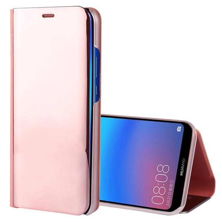 For Huawei P20 Lite Electroplating Mirror Horizontal Flip Leather Case with Holder