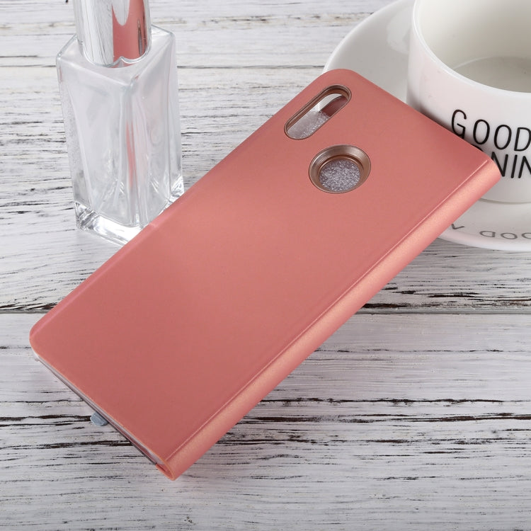 For Huawei P20 Lite Electroplating Mirror Horizontal Flip Leather Case with Holder