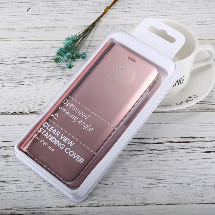 For Huawei P20 Lite Electroplating Mirror Horizontal Flip Leather Case with Holder