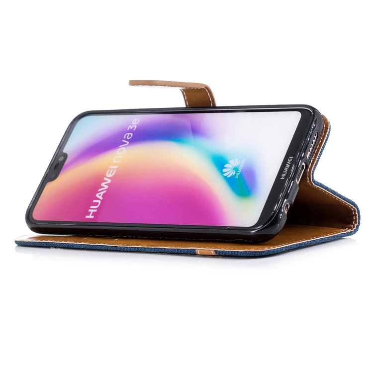 For Huawei P20 Lite & nova 3e Denim Texture TPU + PU Horizontal Flip Leather Case with Holder & Card Slots & Wallet & Lanyard