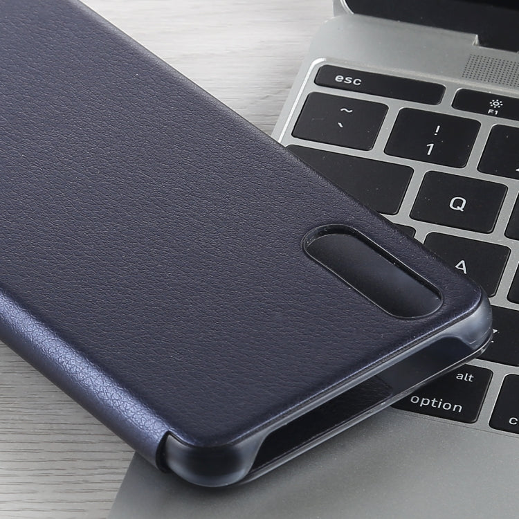 For Huawei P20 Litchi Texture PC + PU Horizontal Flip Case with Smart View Window and Sleep Wake-up Function
