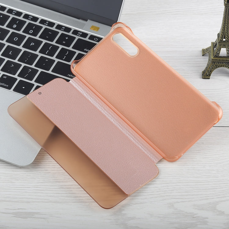 For Huawei P20 Litchi Texture PC + PU Horizontal Flip Case with Smart View Window and Sleep Wake-up Function