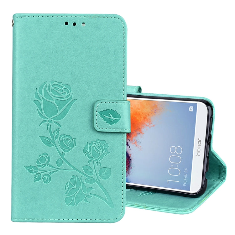 For Huawei Honor 7X Rose Embossed Horizontal Flip Environmental PU Leather Case with Holder & Card Slots & Wallet