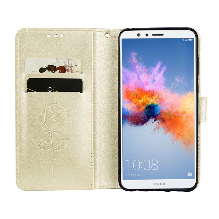 For Huawei Honor 7X Rose Embossed Horizontal Flip Environmental PU Leather Case with Holder & Card Slots & Wallet