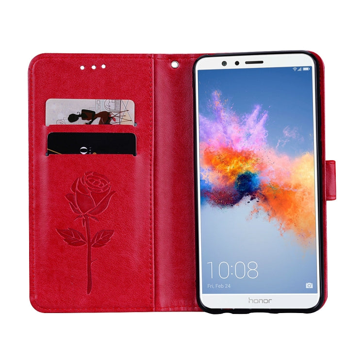 For Huawei Honor 7X Rose Embossed Horizontal Flip Environmental PU Leather Case with Holder & Card Slots & Wallet