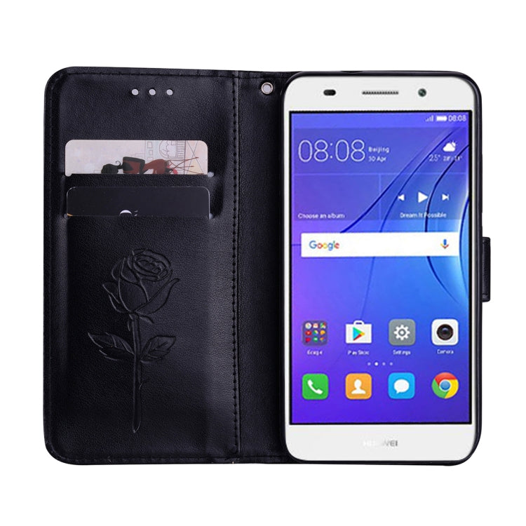 For Huawei Y3 2017 Rose embossed Texture Horizontal Flip Environmental PU Leather Case with Holder & Card Slots & Wallet