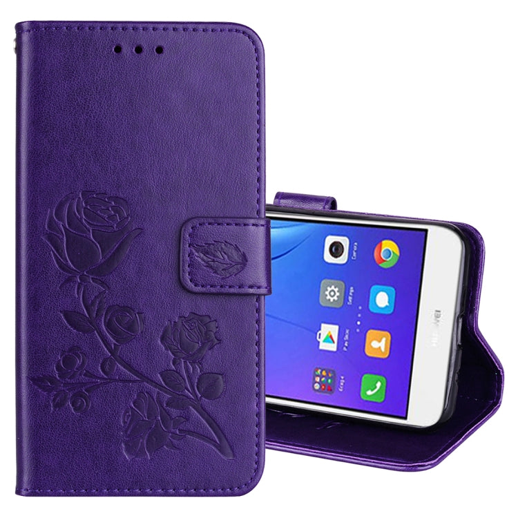For Huawei Y3 2017 Rose embossed Texture Horizontal Flip Environmental PU Leather Case with Holder & Card Slots & Wallet
