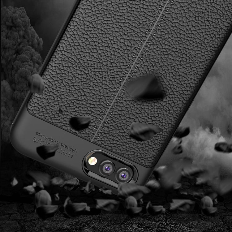 For Huawei Honor View 10 Litchi Texture Soft TPU Anti-skip Protective Cover Back Case