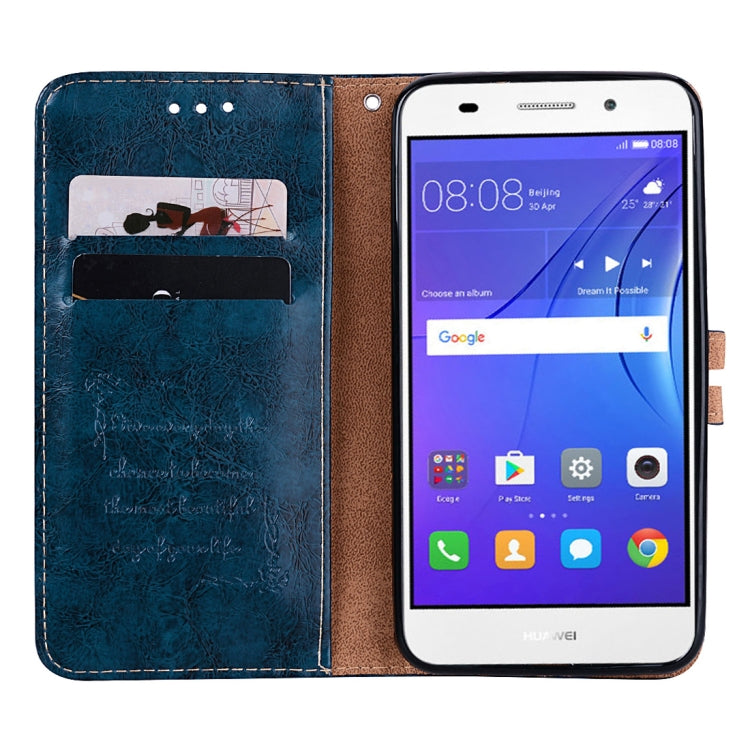For Huawei Y3 (2017) Business Style Oil Wax Texture Horizontal Flip Leather Case with Holder & Card Slots & Wallet