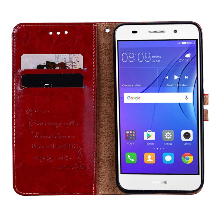 For Huawei Y3 (2017) Business Style Oil Wax Texture Horizontal Flip Leather Case with Holder & Card Slots & Wallet