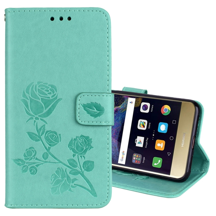 For Huawei P8 Lite 2017 Rose Embossed Horizontal Flip Environmental PU Leather Case with Holder & Card Slots & Wallet