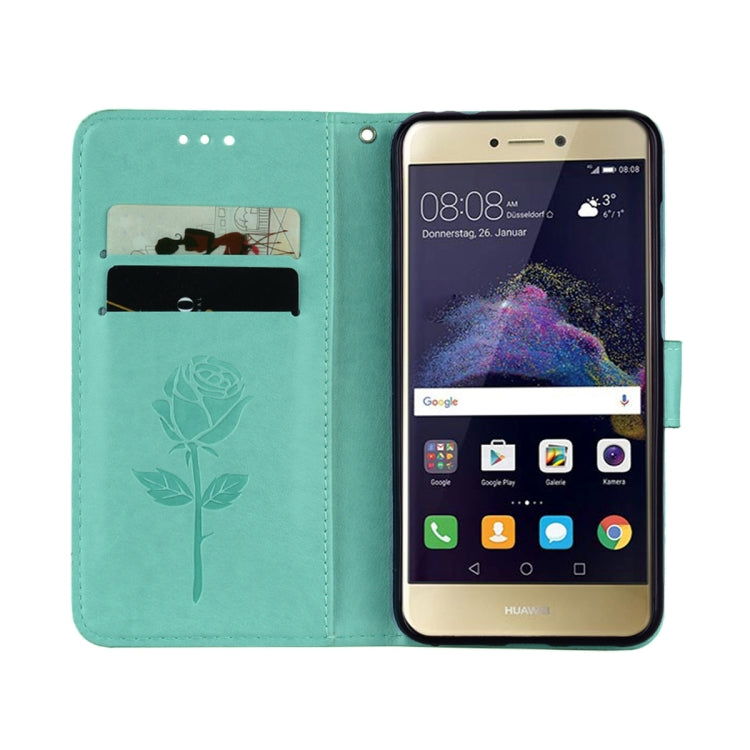 For Huawei P8 Lite 2017 Rose Embossed Horizontal Flip Environmental PU Leather Case with Holder & Card Slots & Wallet