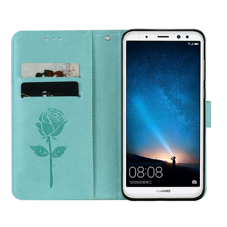 For Huawei Mate 10 Lite Rose Embossed Horizontal Flip Environmental PU Leather Case with Holder & Card Slots & Wallet
