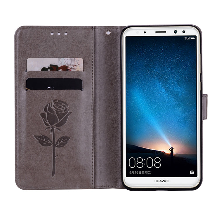 For Huawei Mate 10 Lite Rose Embossed Horizontal Flip Environmental PU Leather Case with Holder & Card Slots & Wallet