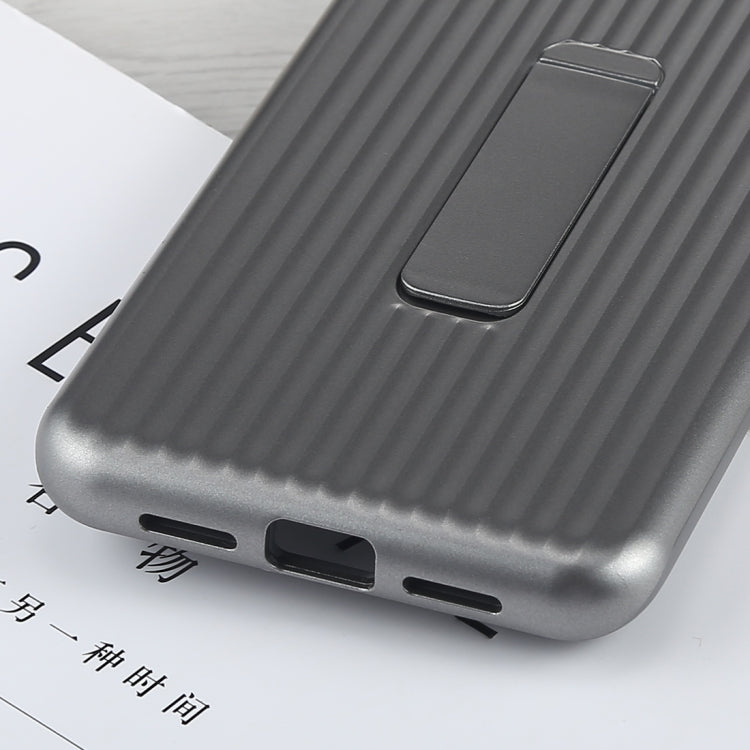 PC + Silicone Vertical Texture Case for Huawei P20, with Holder