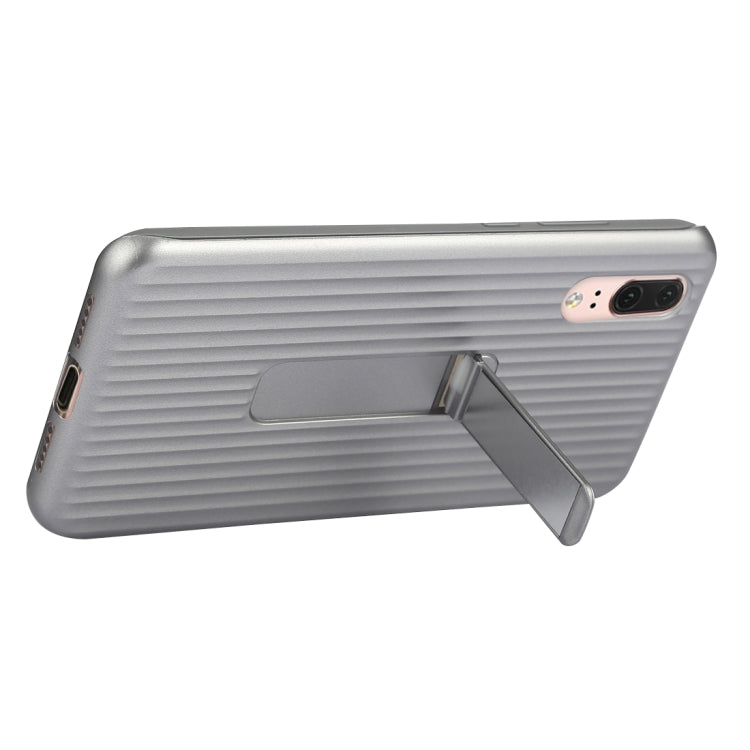 PC + Silicone Vertical Texture Case for Huawei P20, with Holder