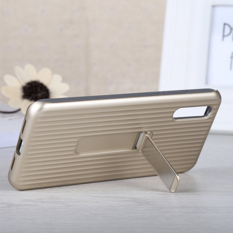 PC + Silicone Vertical Texture Case for Huawei P20, with Holder