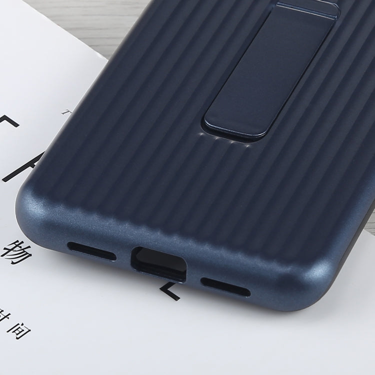 PC + Silicone Vertical Texture Case for Huawei P20, with Holder