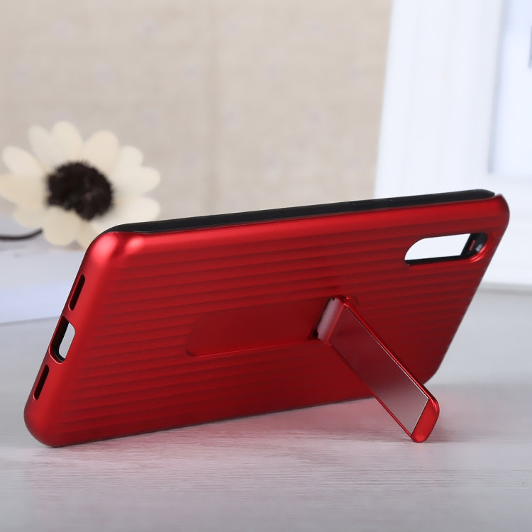 PC + Silicone Vertical Texture Case for Huawei P20, with Holder