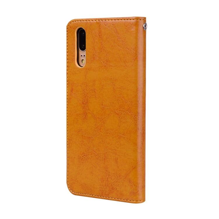 For Huawei P20 Business Style Oil Wax Texture Horizontal Flip Leather Case with Holder & Card Slots & Wallet