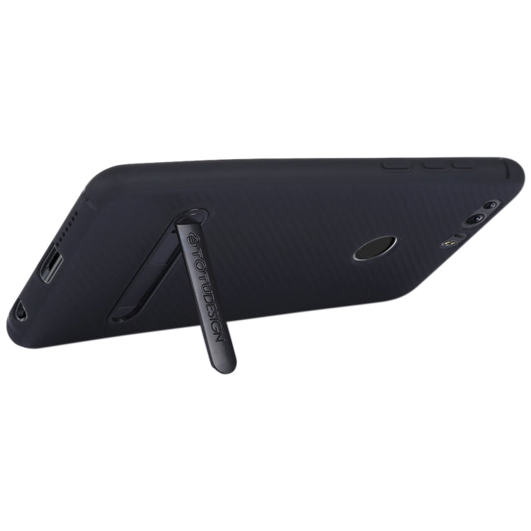 TOTUDESIGN Slim Series Carbon Fiber Texture TPU Case for Huawei Honor 8, with Holder
