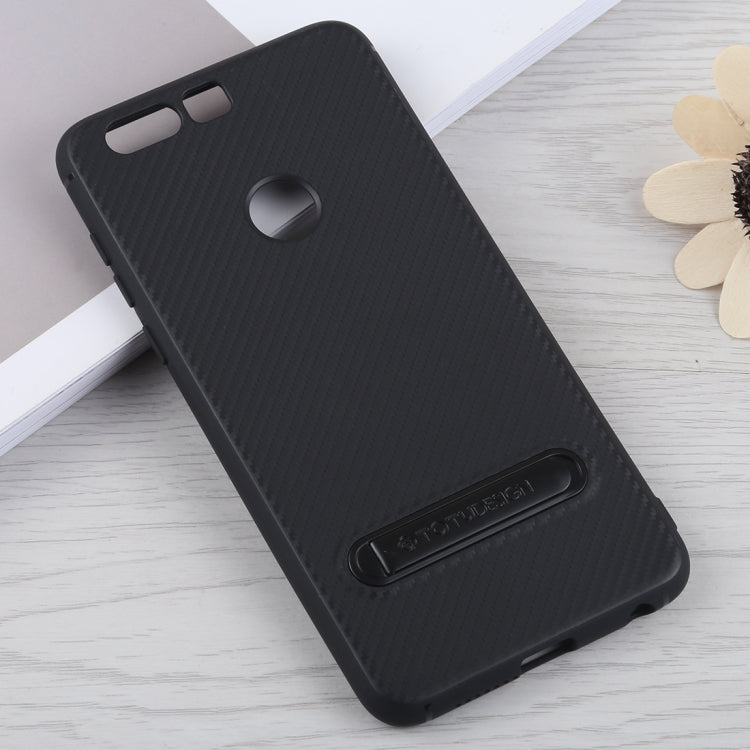 TOTUDESIGN Slim Series Carbon Fiber Texture TPU Case for Huawei Honor 8, with Holder