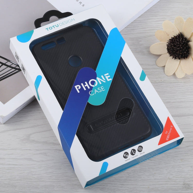 TOTUDESIGN Slim Series Carbon Fiber Texture TPU Case for Huawei Honor 8, with Holder