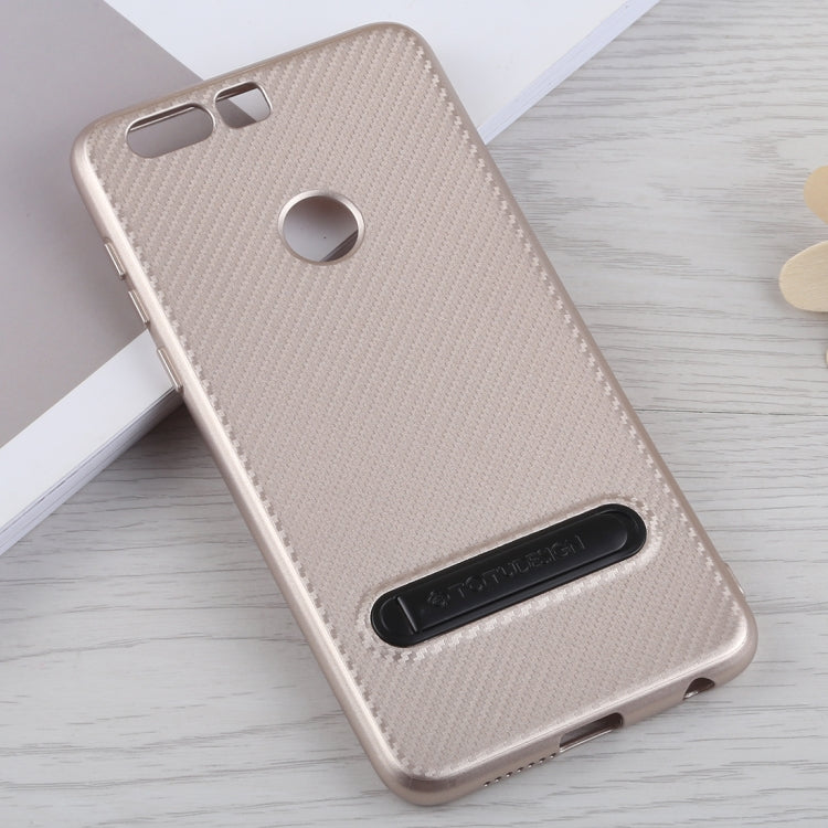 TOTUDESIGN Slim Series Carbon Fiber Texture TPU Case for Huawei Honor 8, with Holder