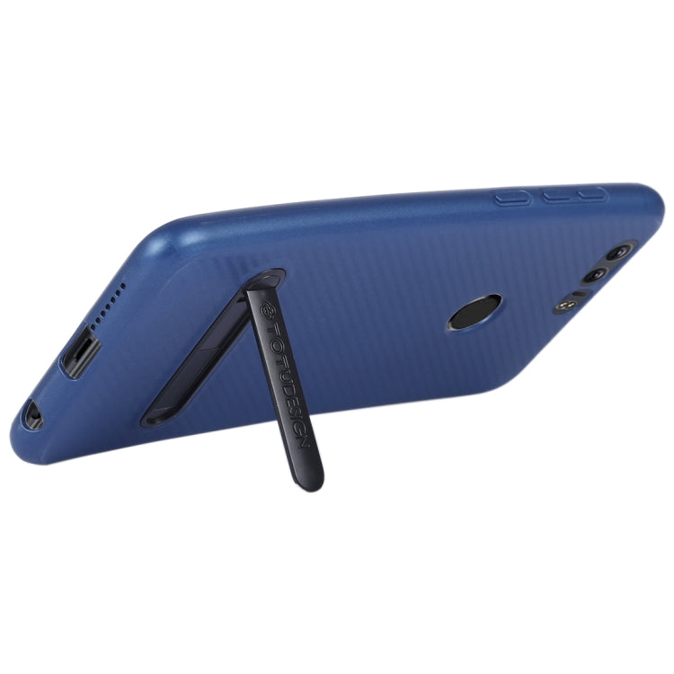TOTUDESIGN Slim Series Carbon Fiber Texture TPU Case for Huawei Honor 8, with Holder