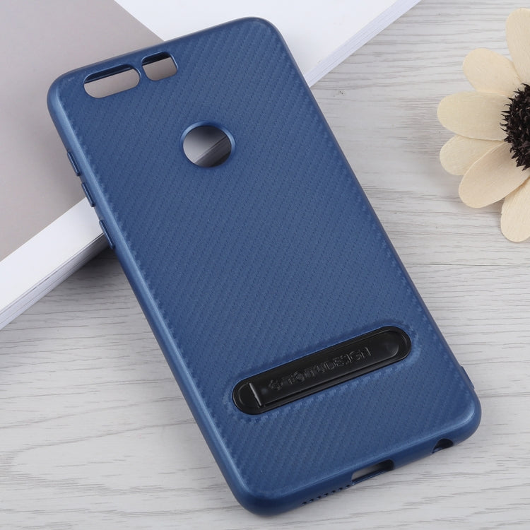 TOTUDESIGN Slim Series Carbon Fiber Texture TPU Case for Huawei Honor 8, with Holder