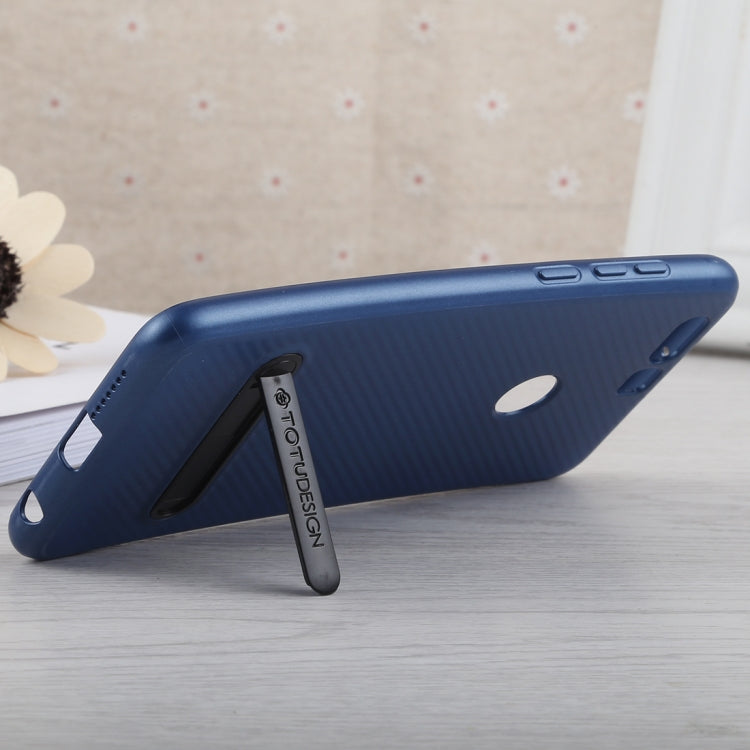 TOTUDESIGN Slim Series Carbon Fiber Texture TPU Case for Huawei Honor 8, with Holder