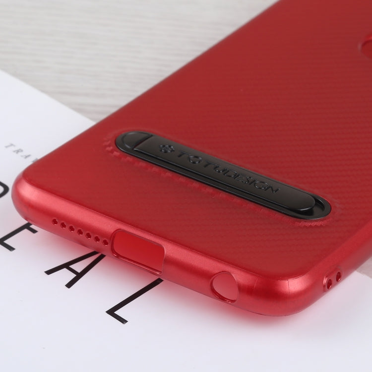 TOTUDESIGN Slim Series Carbon Fiber Texture TPU Case for Huawei Honor 8, with Holder