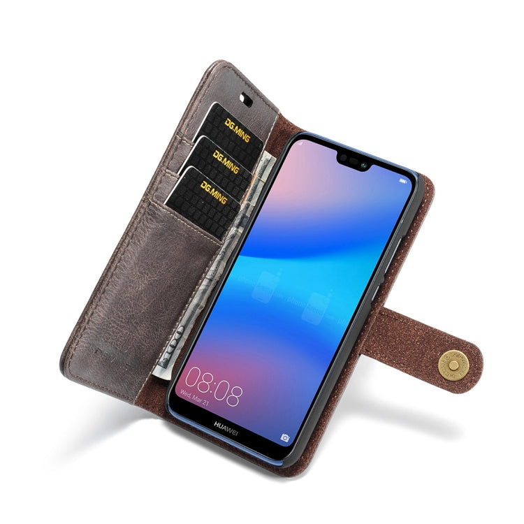 Crazy Horse Texture Flip Detachable Magnetic Leather Case for Huawei P20 Lite, with Holder & Card Slots & Wallet