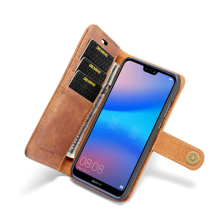 Crazy Horse Texture Flip Detachable Magnetic Leather Case for Huawei P20 Lite, with Holder & Card Slots & Wallet