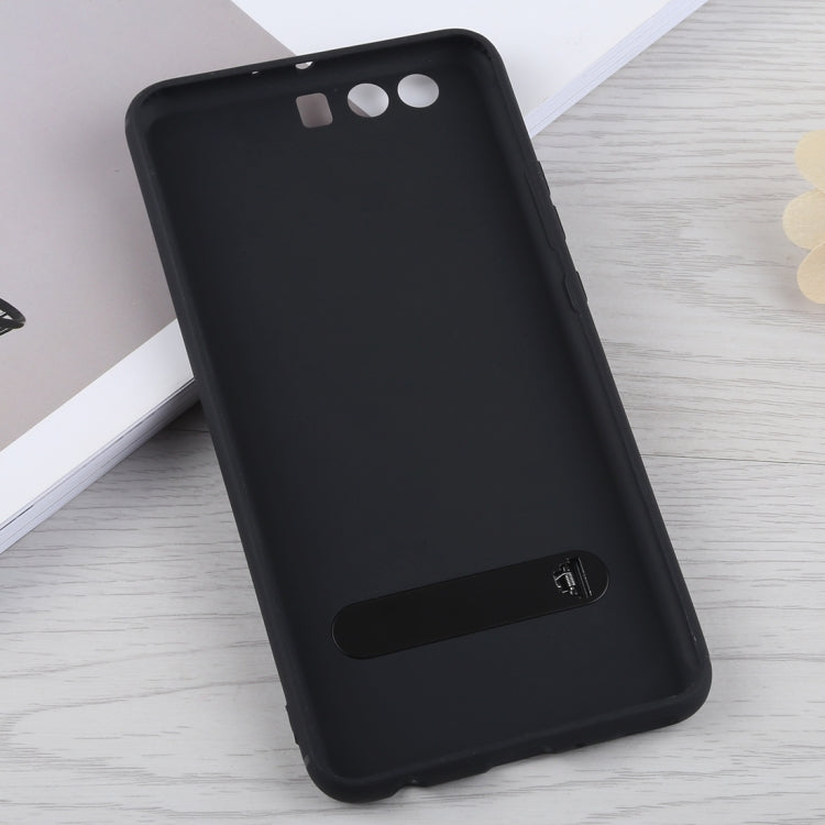 TOTUDESIGN Slim Series Carbon Fiber Texture TPU Case for Huawei P10 Plus, with Holder(Black)