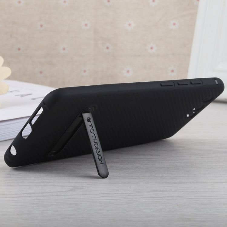 TOTUDESIGN Slim Series Carbon Fiber Texture TPU Case for Huawei Honor 9, with Holder