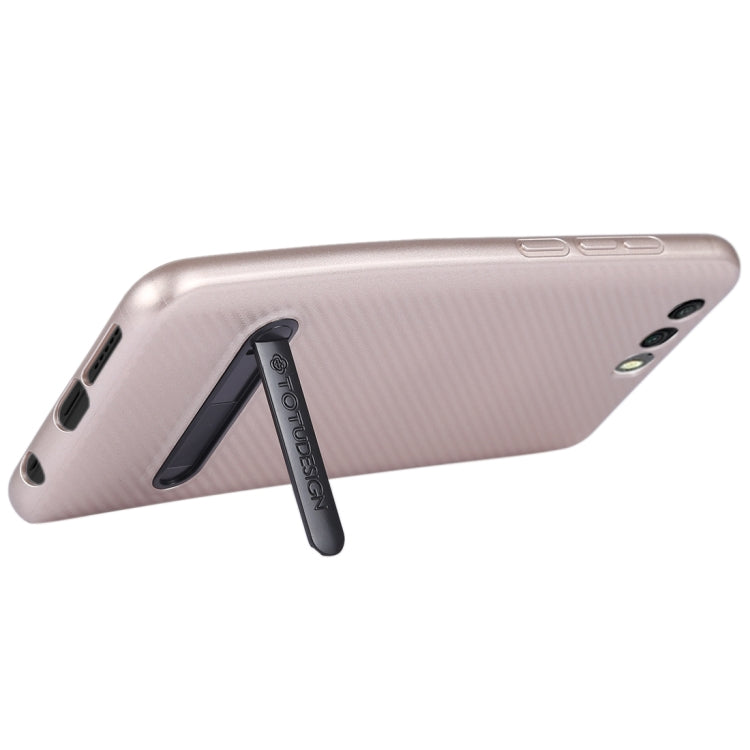 TOTUDESIGN Slim Series Carbon Fiber Texture TPU Case for Huawei Honor 9, with Holder
