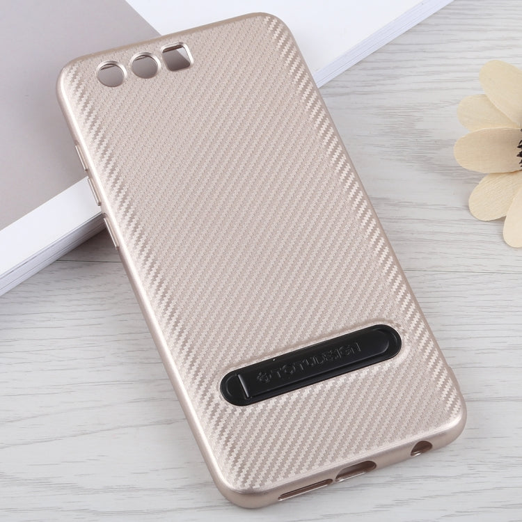 TOTUDESIGN Slim Series Carbon Fiber Texture TPU Case for Huawei Honor 9, with Holder