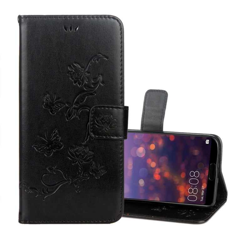 Lotus Butterfly Pattern Horizontal Flip Leather Case for Huawei Honor 10, with Holder & Card Slots & Wallet & Lanyard