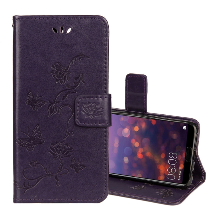 Lotus Butterfly Pattern Horizontal Flip Leather Case for Huawei Honor 10, with Holder & Card Slots & Wallet & Lanyard
