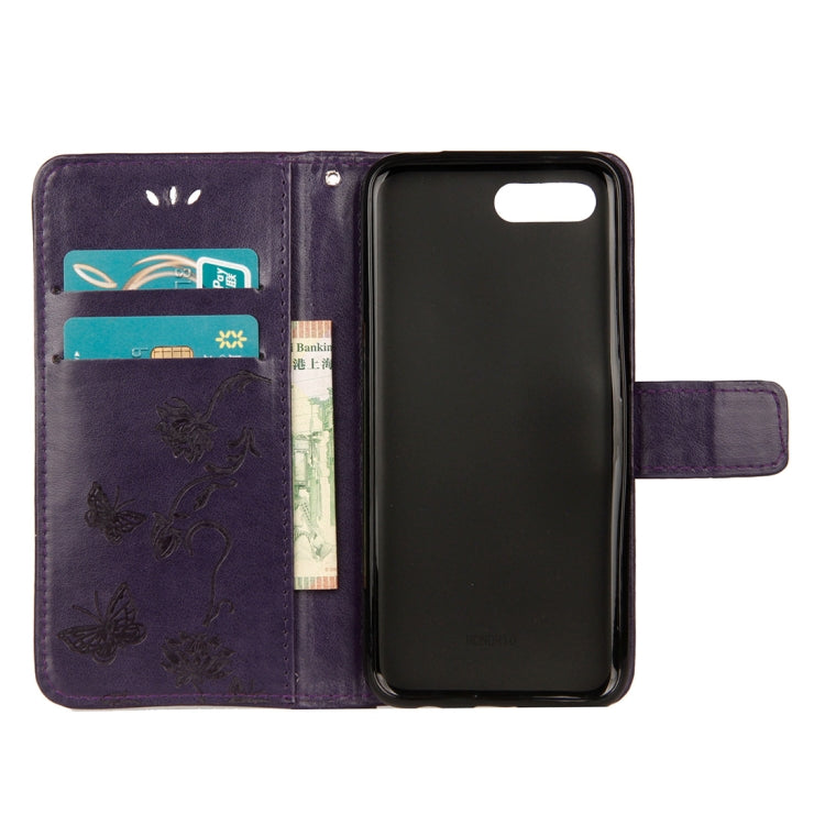 Lotus Butterfly Pattern Horizontal Flip Leather Case for Huawei Honor 10, with Holder & Card Slots & Wallet & Lanyard