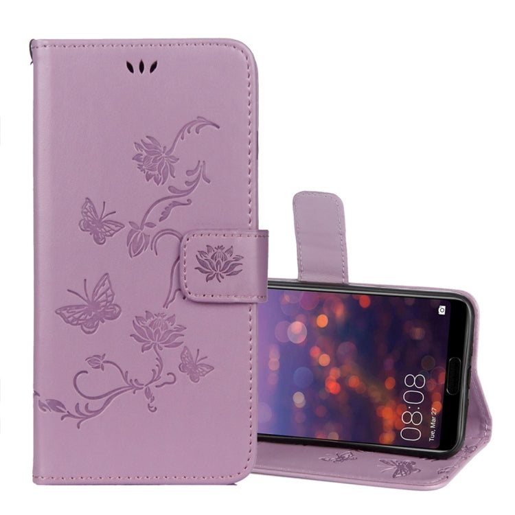 Lotus Butterfly Pattern Horizontal Flip Leather Case for Huawei Honor 10, with Holder & Card Slots & Wallet & Lanyard
