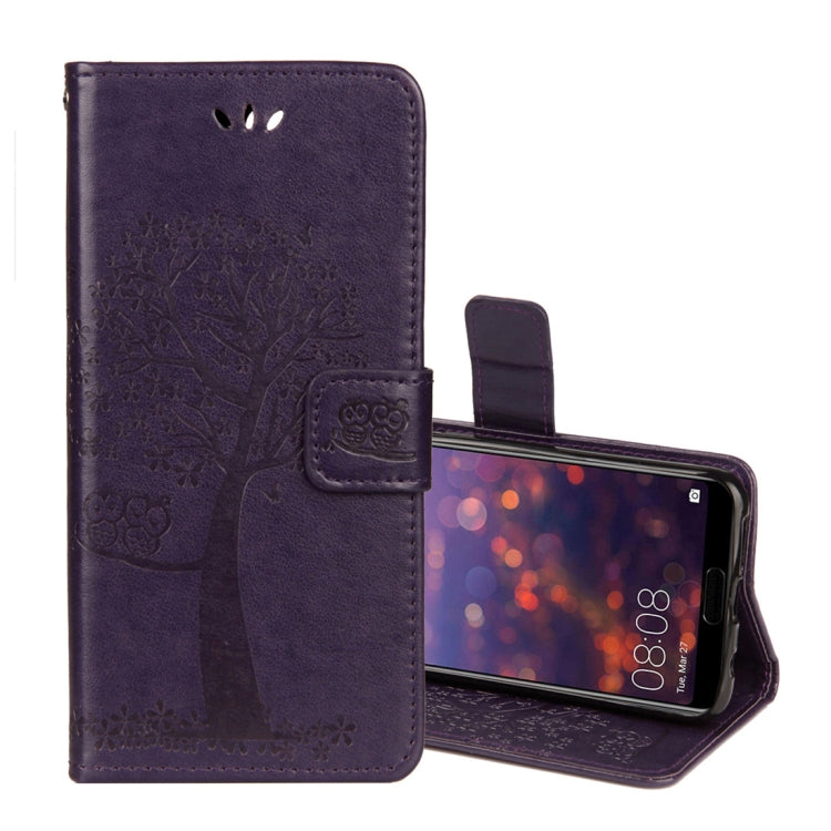 Owl Tree Pattern Horizontal Flip Leather Case for Huawei Honor 10, with Holder & Card Slots & Wallet & Lanyard