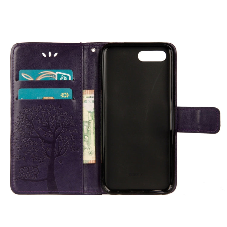 Owl Tree Pattern Horizontal Flip Leather Case for Huawei Honor 10, with Holder & Card Slots & Wallet & Lanyard