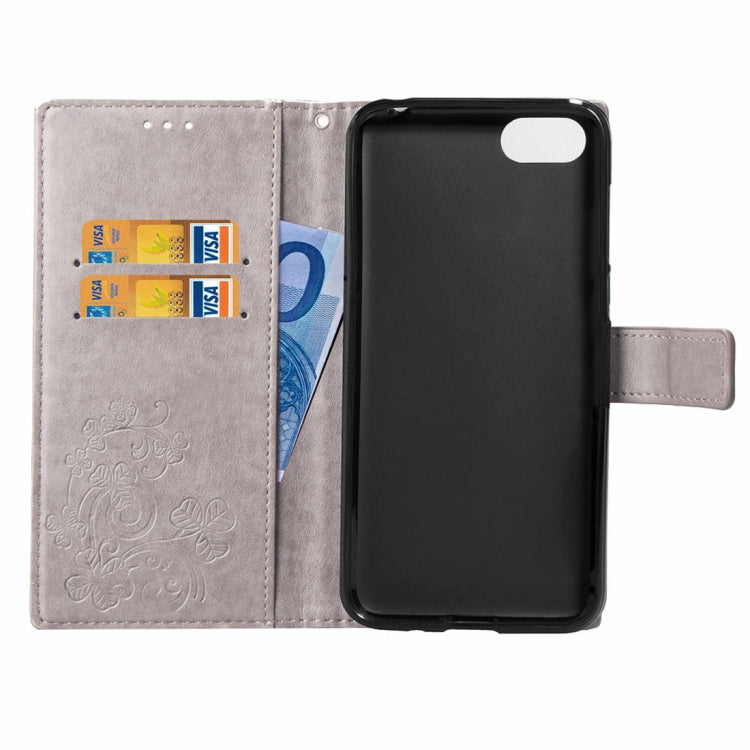 Lucky Clover Pressed Flowers Pattern Leather Case for Huawei Y5 Prime (2018), with Holder & Card Slots & Wallet & Hand Strap