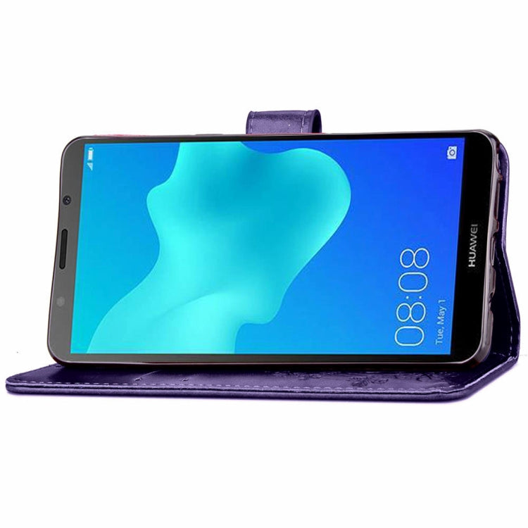 Lucky Clover Pressed Flowers Pattern Leather Case for Huawei Y5 Prime (2018), with Holder & Card Slots & Wallet & Hand Strap