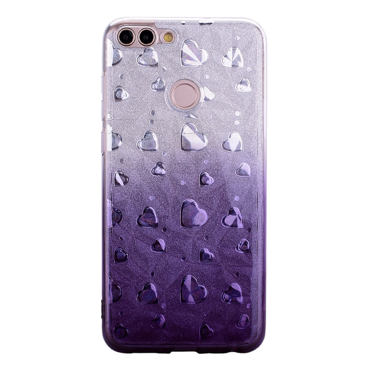 Heart Pattern Diamond Texture TPU Protector Back Cover Case for Huawei P smart (Enjoy 7S)